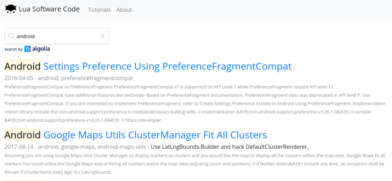 Algolia Search in Hugo