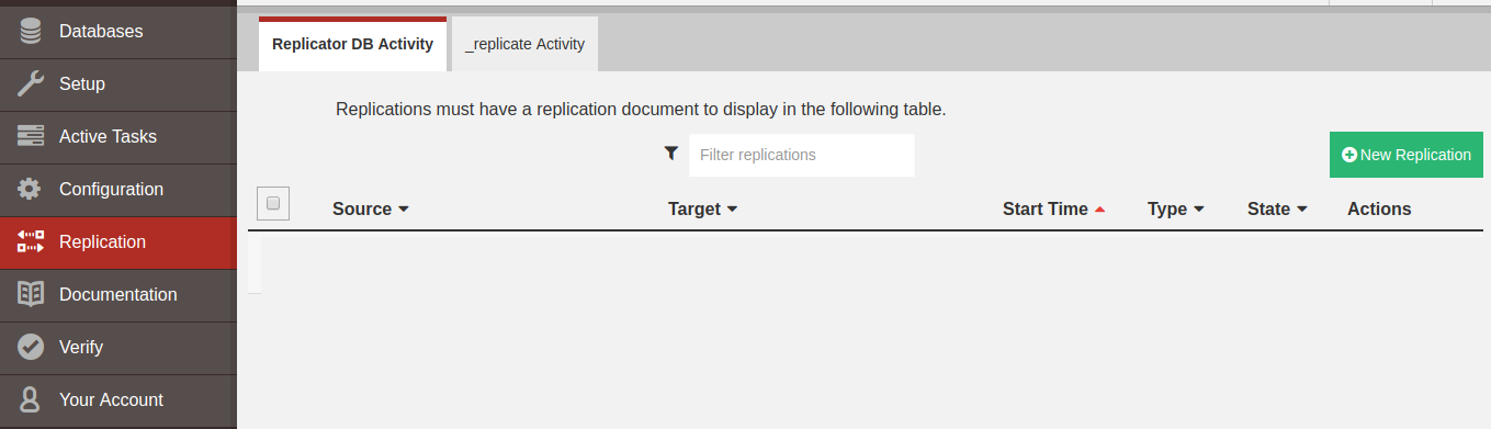 CouchDB New Replcation