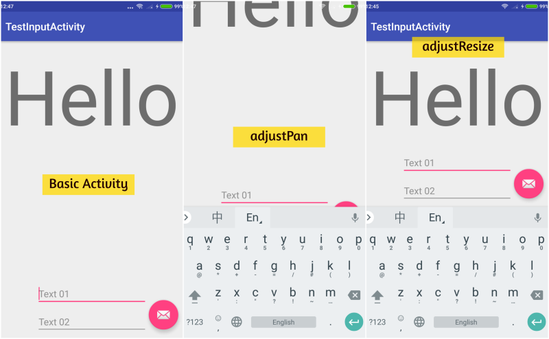 Basic Activity windowSoftInputMode