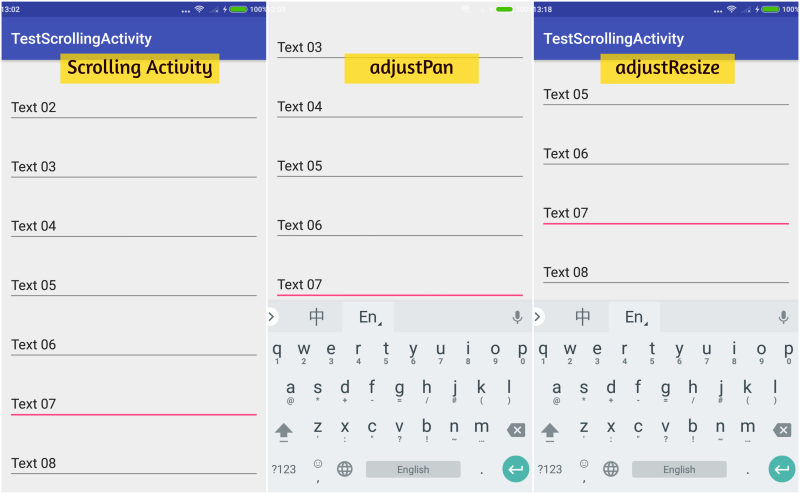 Scrolling Activity windowSoftInputMode