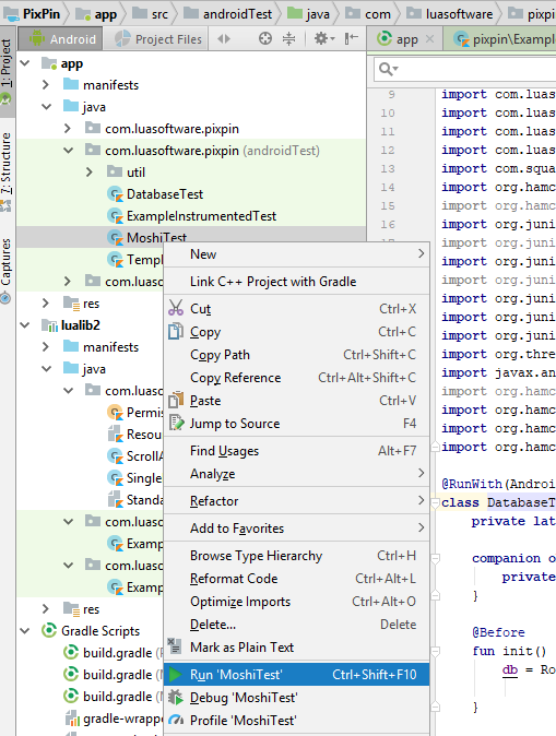 Android Unit Test Run