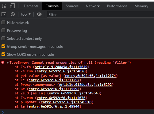 Chrome Javascript Error
