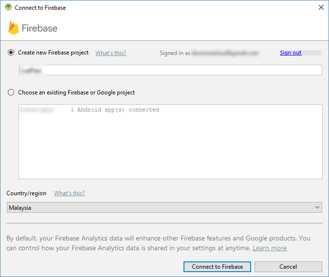 Android Studio Connect your app to Firebase