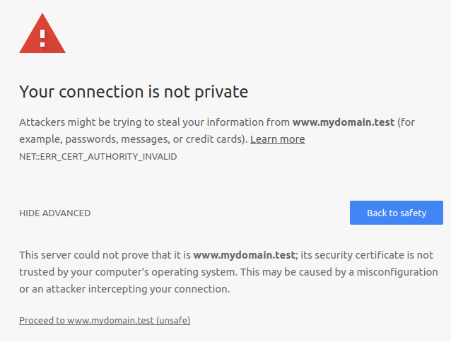 Chrome Cert Authority Invalid