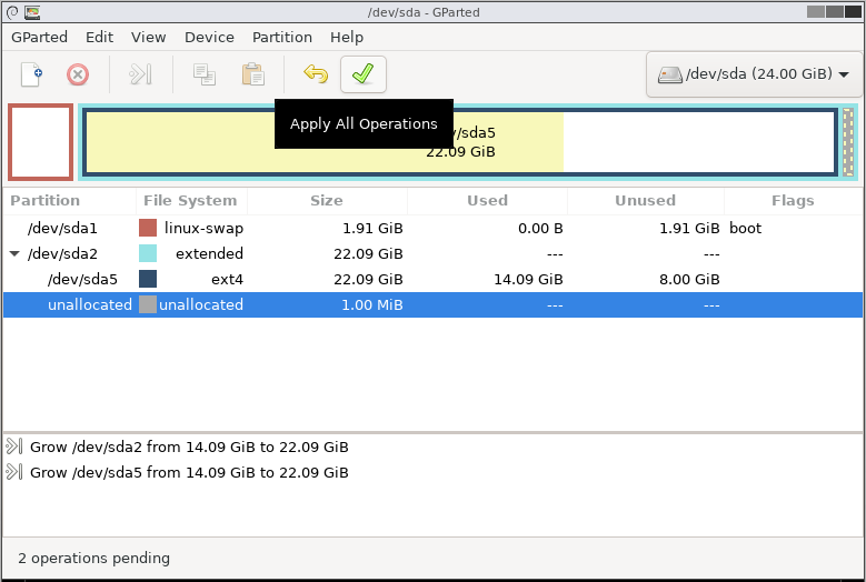 GParted Apply