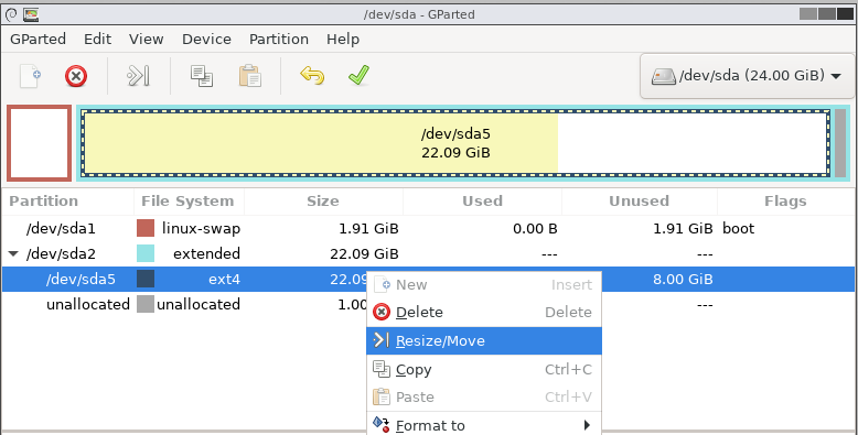 GParted Resize