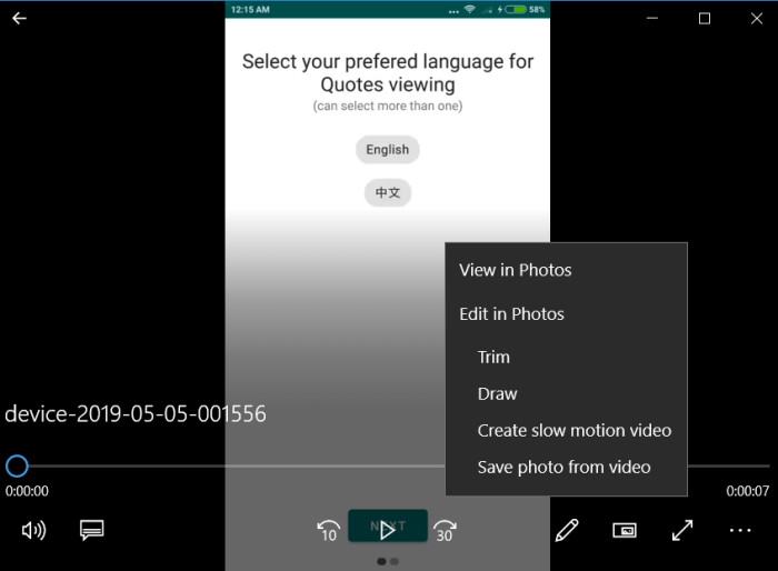 Win10 Movies & TV - Edit